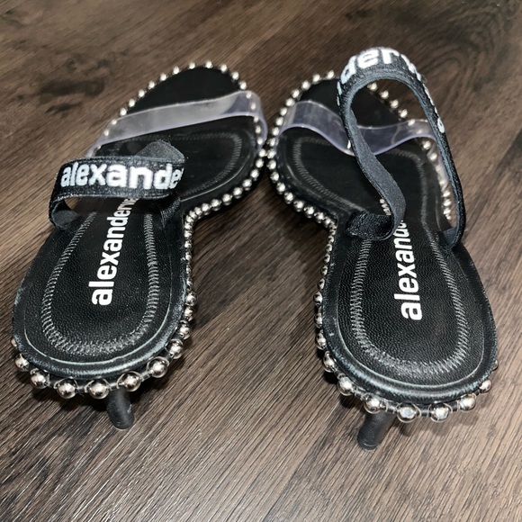 Alexander Wang Leather Studded Accents Slingback Sandals 2.5 Inch Kitten Heel - Picture 4 of 5